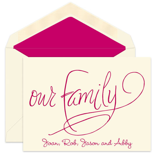 Our Family Ecru Folded Note Cards
